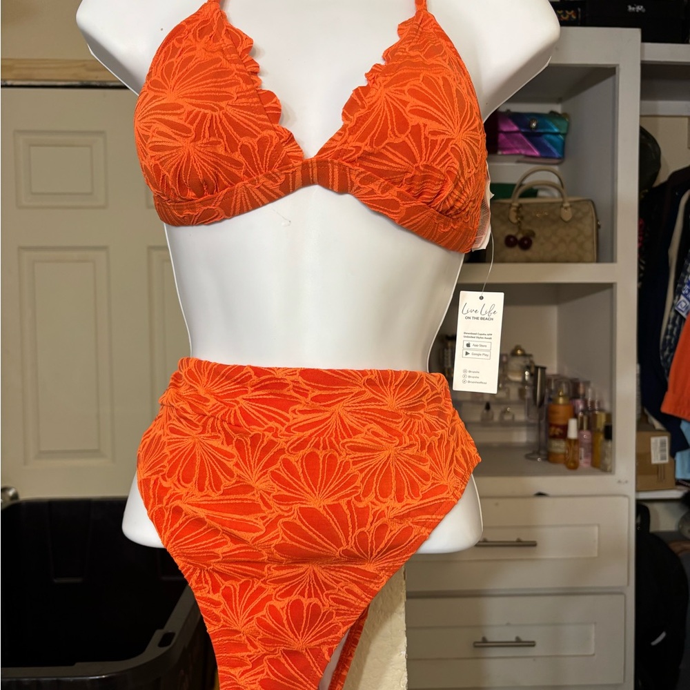 Orange Floral Bikini Set